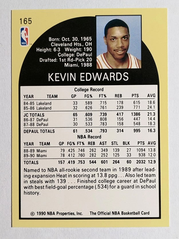 1990-91 Hoops #165 Kevin Edwards