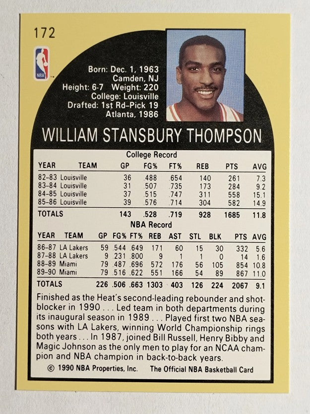 1990-91 Hoops #172A Billy Thompson