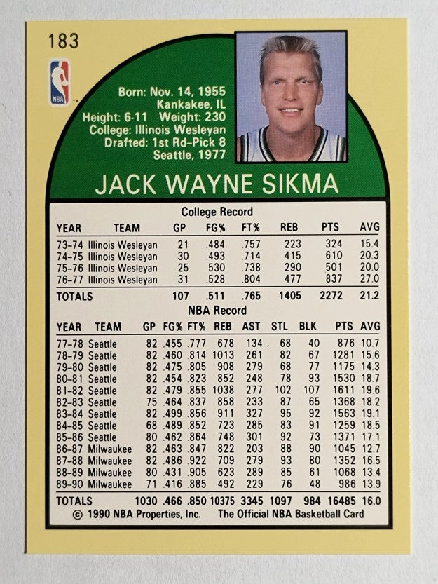 1990-91 Hoops #183 Jack Sikma