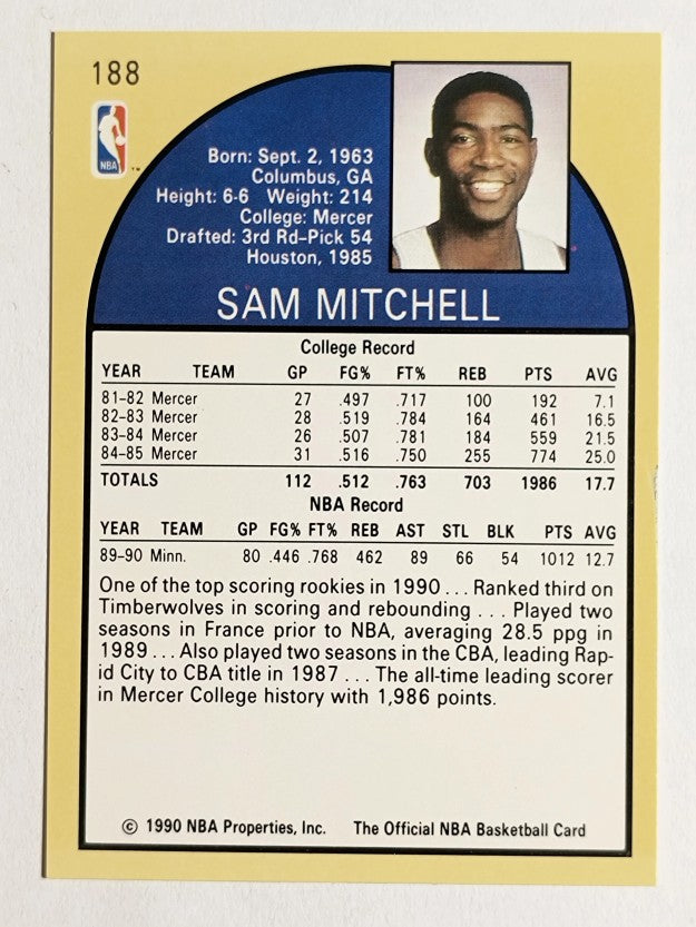 1990-91 Hoops #188 Sam Mitchell RC