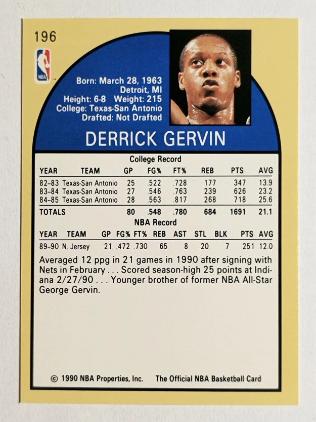 1990-91 Hoops #196 Derrick Gervin