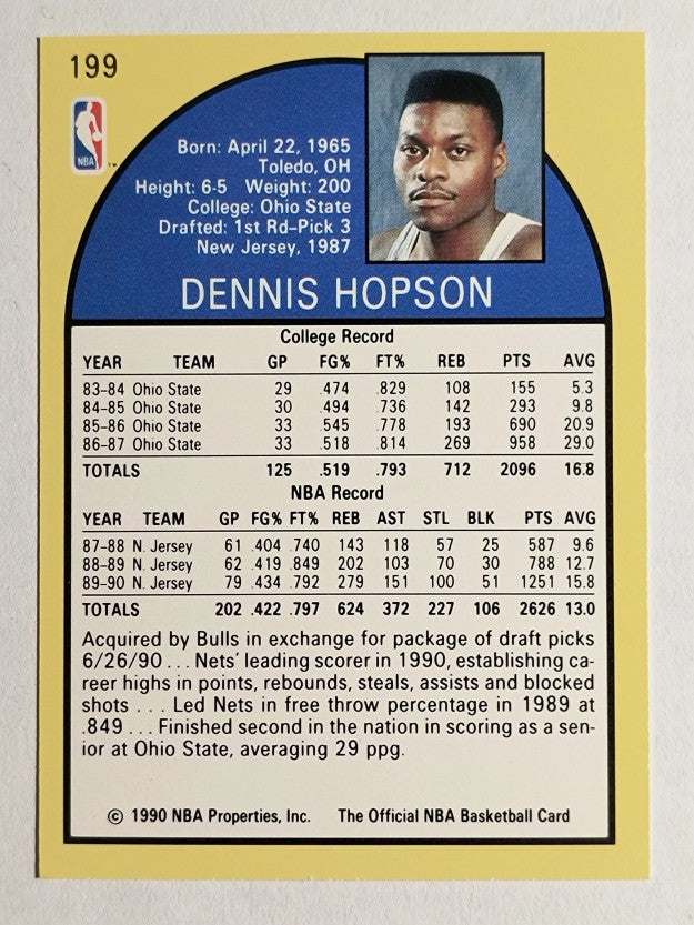 1990-91 Hoops #199 Dennis Hopson SP