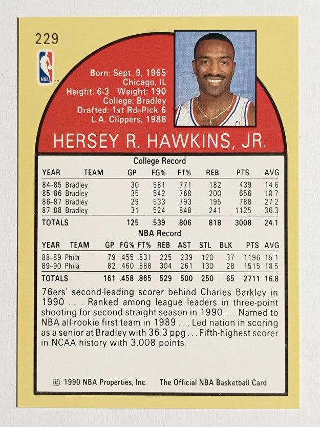 1990-91 Hoops #229 Hersey Hawkins