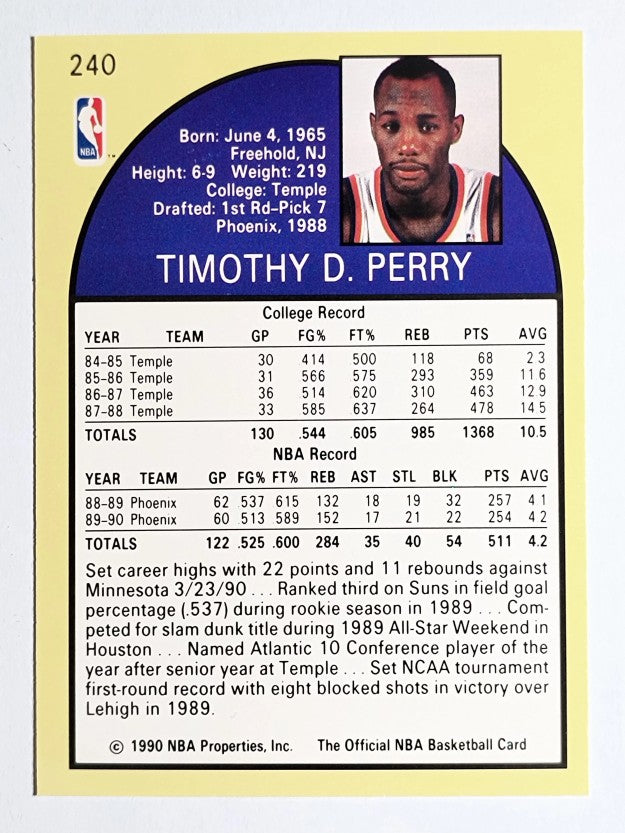 1990-91 Hoops #240 Tim Perry