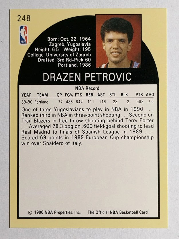 1990-91 Hoops #248 Drazen Petrovic RC (NM)