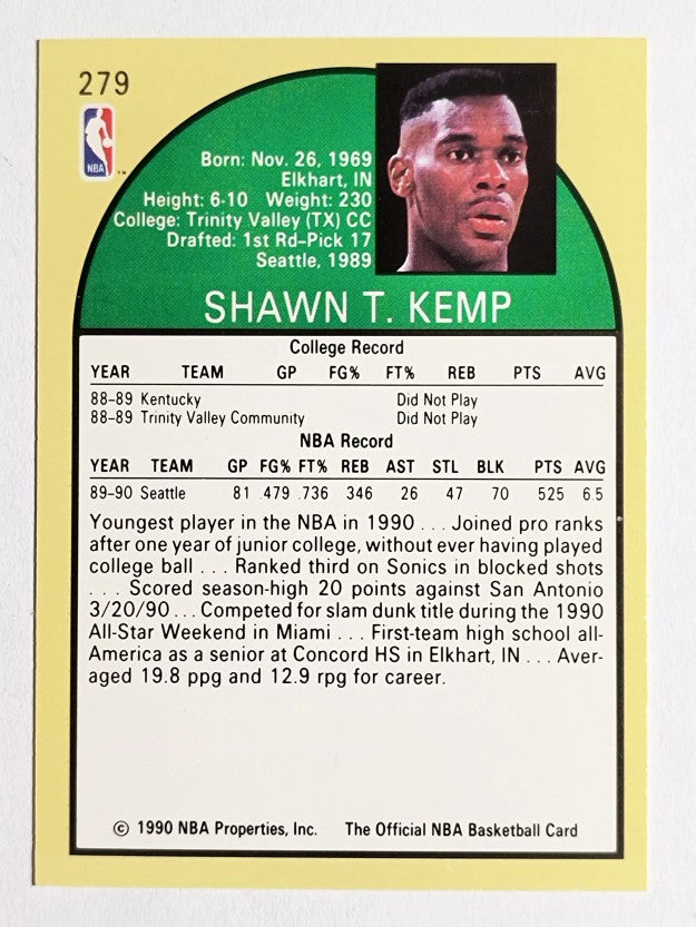 1990-91 Hoops #279 Shawn Kemp RC