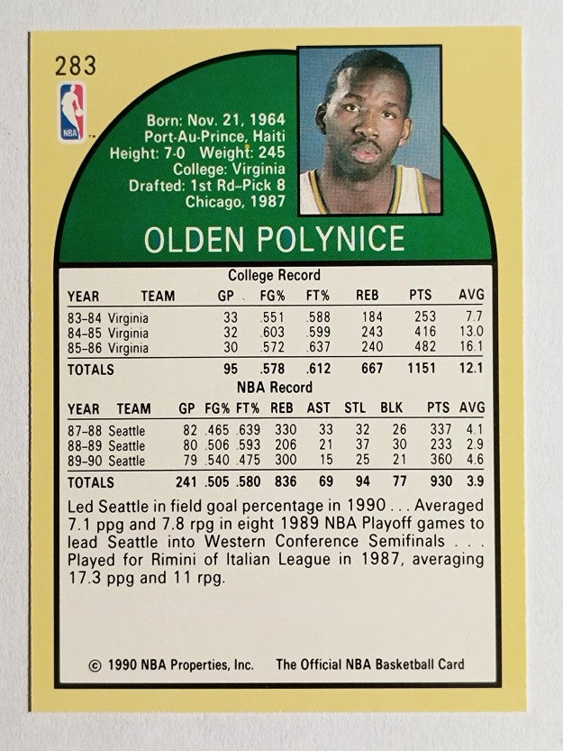 1990-91 Hoops #283 Olden Polynice