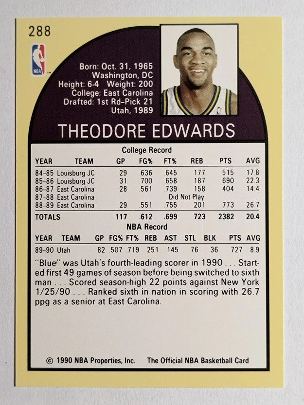 1990-91 Hoops #288 Blue Edwards RC