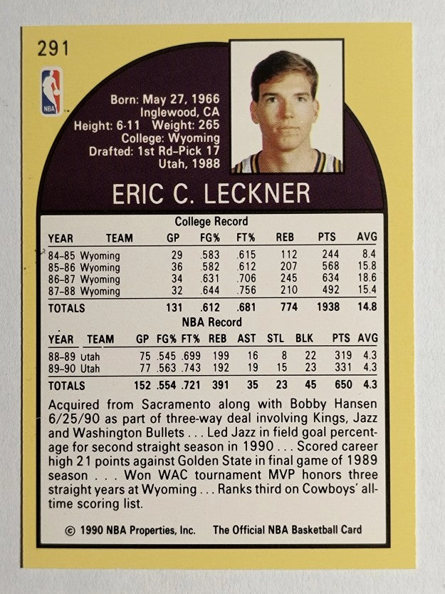 1990-91 Hoops #291 Eric Leckner SP