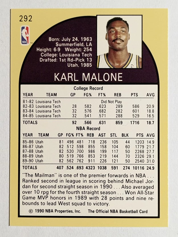1990-91 Hoops #292 Karl Malone
