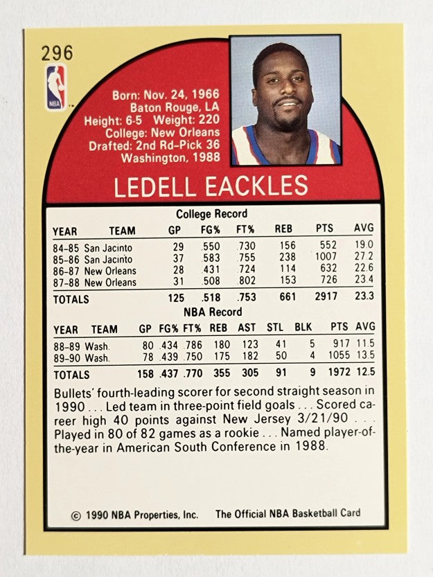 1990-91 Hoops #296 Ledell Eackles SP