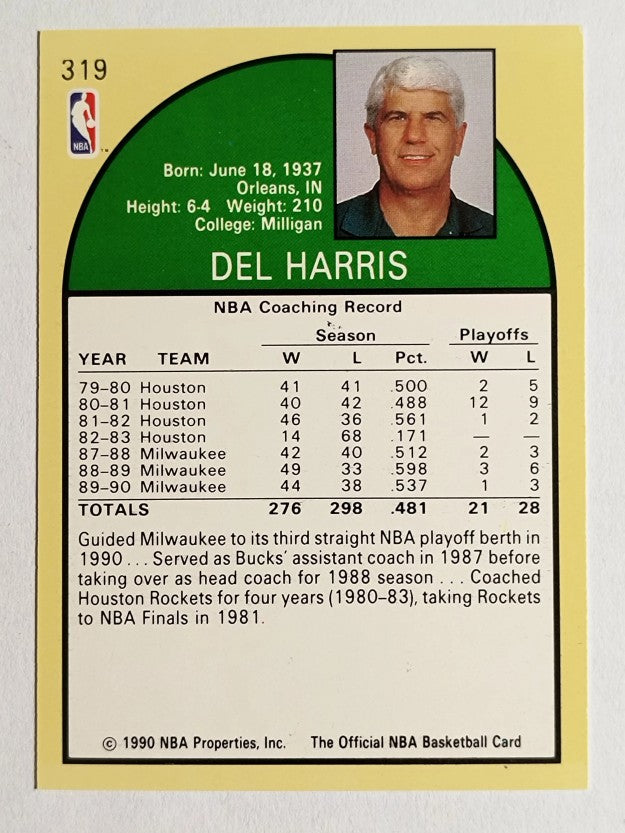 1990-91 Hoops #319 Del Harris CO