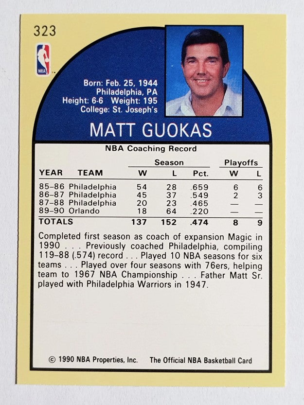1990-91 Hoops #323 Matt Guokas CO