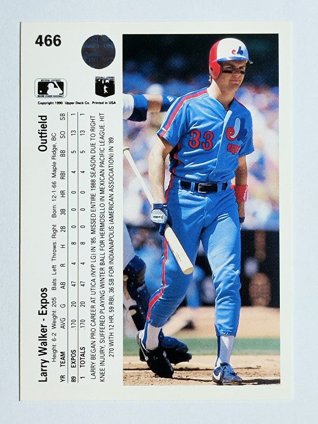 1990 Upper Deck #466 Larry Walker RC