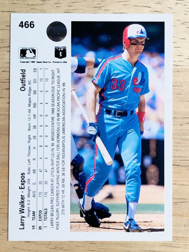 1990 Upper Deck #466 Larry Walker RC