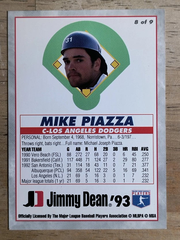 1993 Jimmy Dean Rookies #8 Mike Piazza
