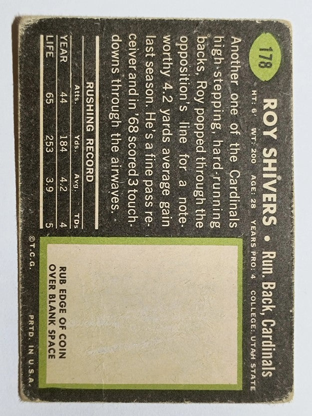 1969 Topps #178 Roy Shivers (POOR)