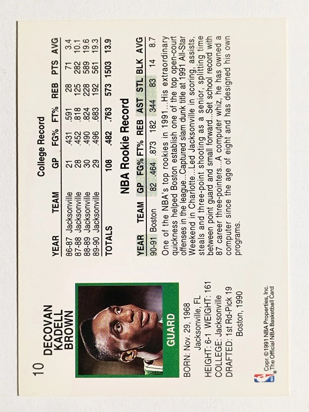 1991-92 Hoops #10 Dee Brown