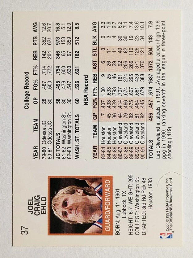 1991-92 Hoops #37 Craig Ehlo