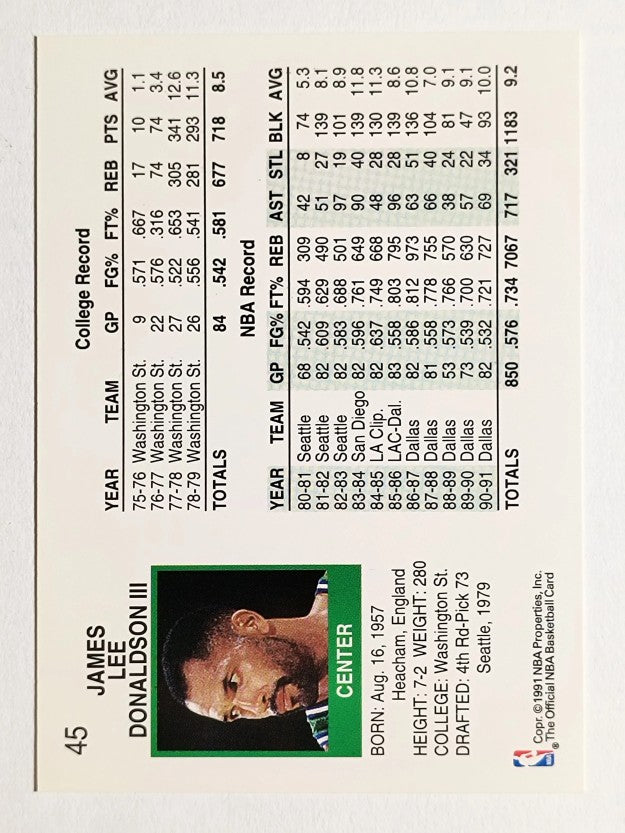 1991-92 Hoops #45 James Donaldson