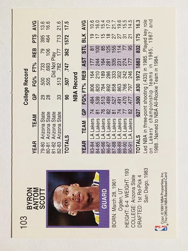 1991-92 Hoops #103 Byron Scott