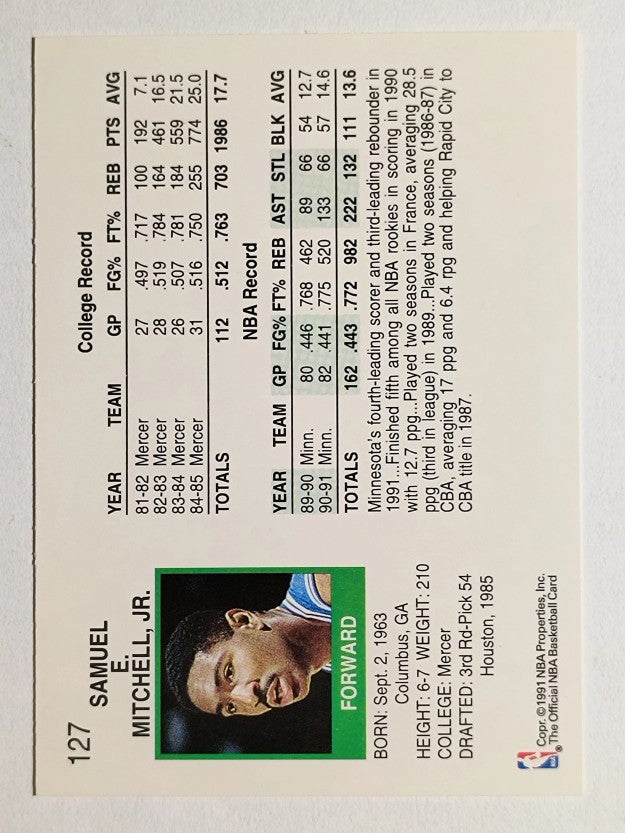 1991-92 Hoops #127 Sam Mitchell
