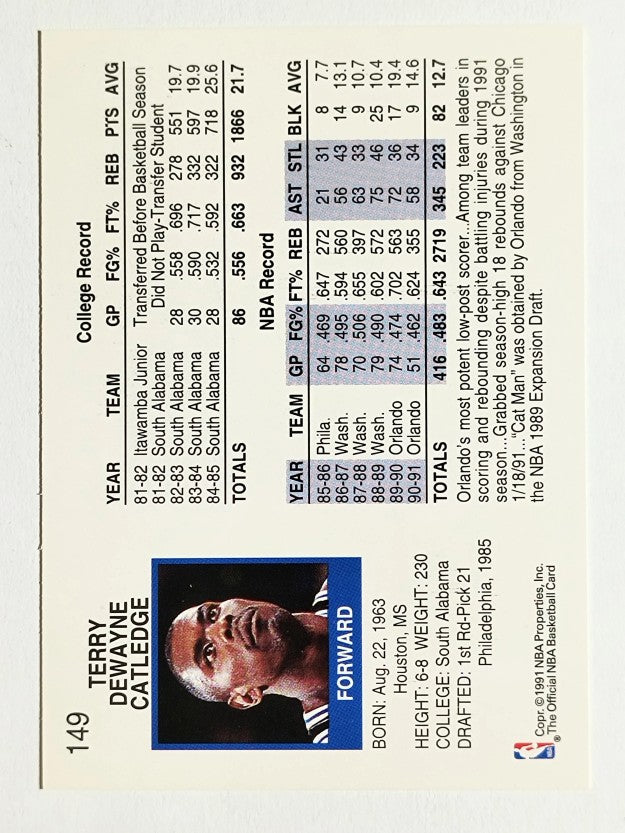 1991-92 Hoops #149 Terry Catledge