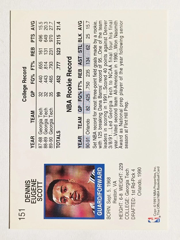 1991-92 Hoops #151 Dennis Scott