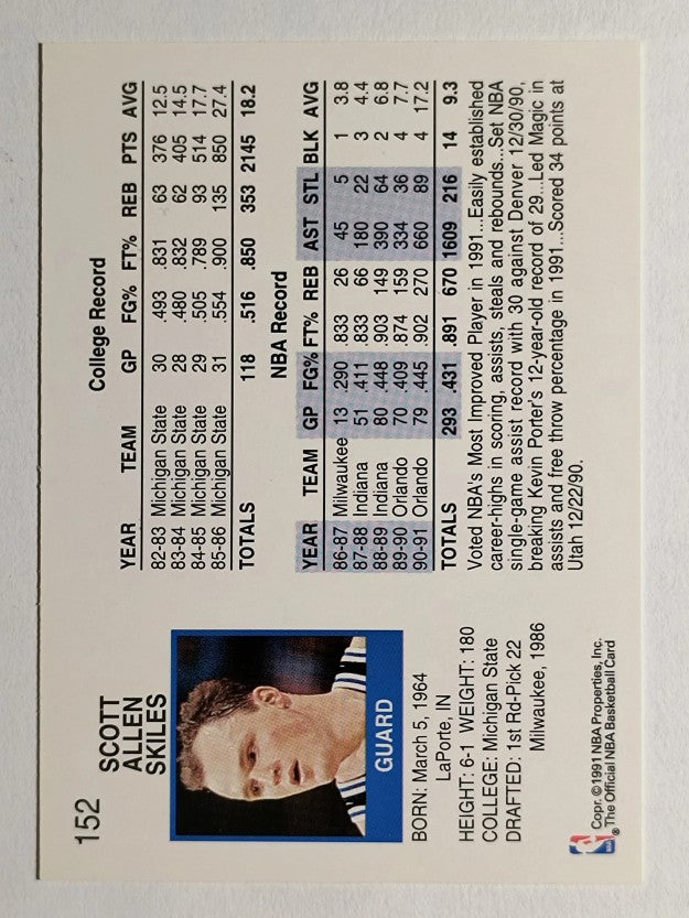 1991-92 Hoops #152 Scott Skiles