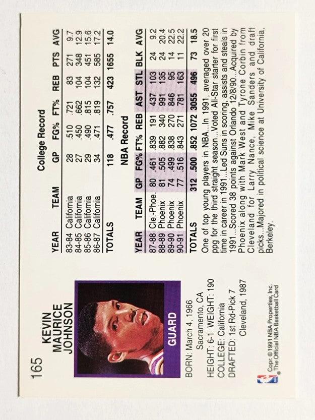 1991-92 Hoops #165 Kevin Johnson