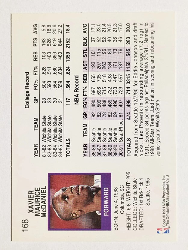 1991-92 Hoops #168 Xavier McDaniel