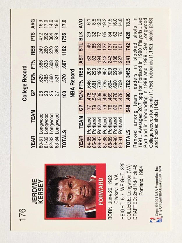 1991-92 Hoops #176 Jerome Kersey