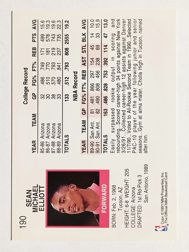 1991-92 Hoops #190 Sean Elliott