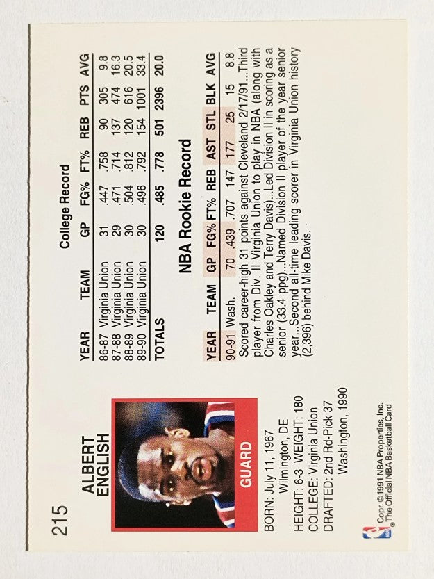 1991-92 Hoops #215 A.J. English