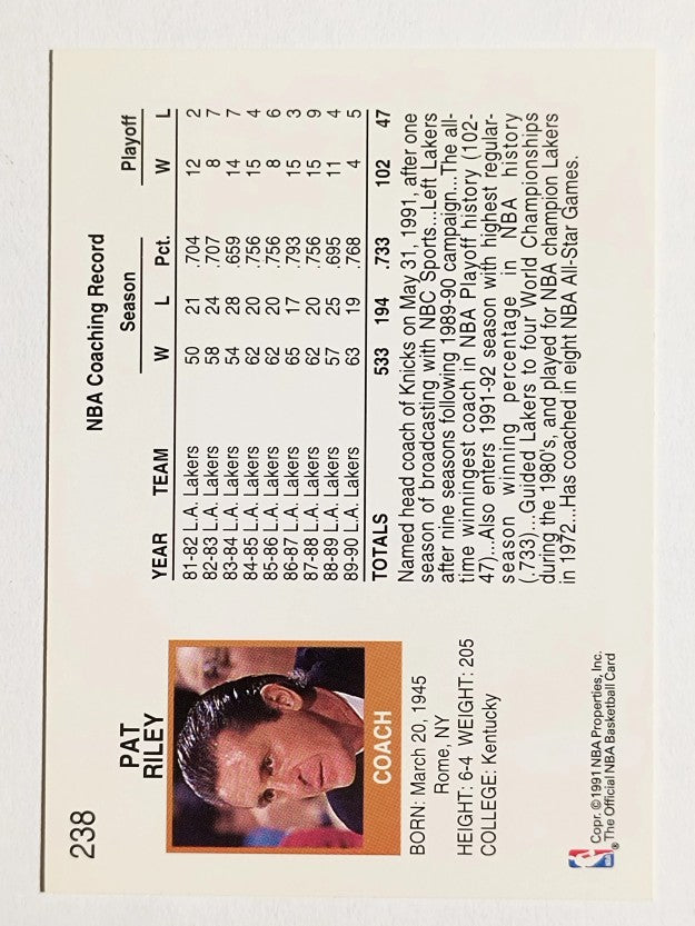 1991-92 Hoops #238 Pat Riley CO