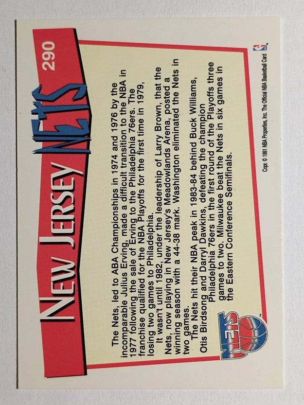 1991-92 Hoops #290 New Jersey Nets TC