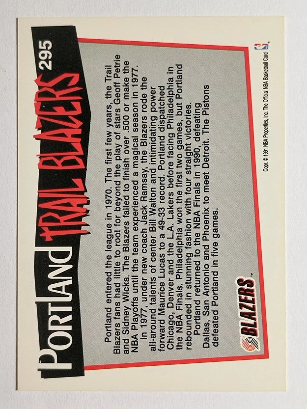 1991-92 Hoops #295 Portland Trail Blazers TC