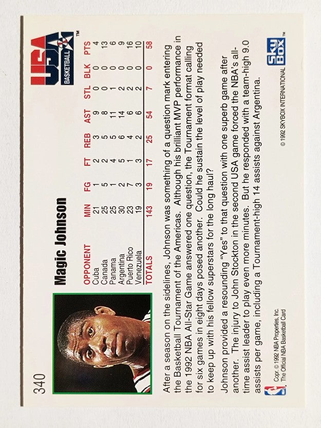1992-93 Hoops #340 Magic Johnson USA (EXMT)