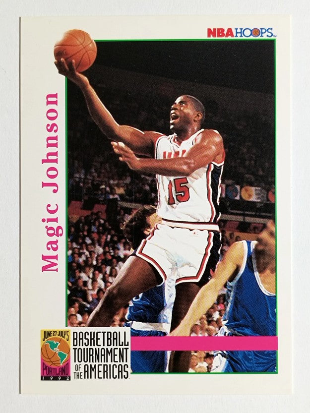 1992-93 Hoops #340 Magic Johnson USA (EXMT)