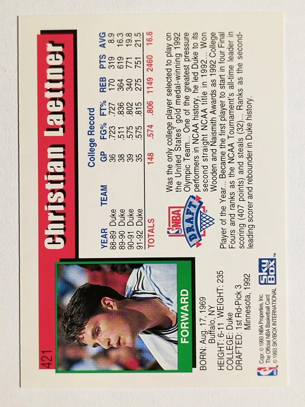 1992-93 Hoops #421 Christian Laettner
