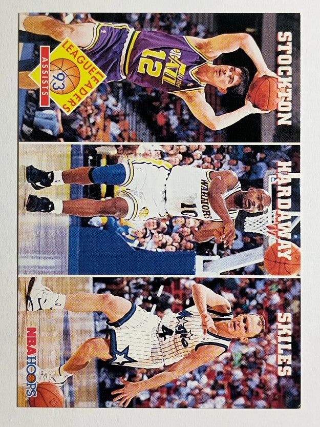 1993-94 Hoops #286 John Stockton/Tim Hardaway/Scott Skiles LL (EXMT)