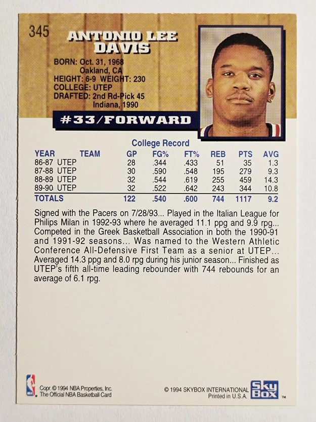 1993-94 Hoops #345 Antonio Davis RC