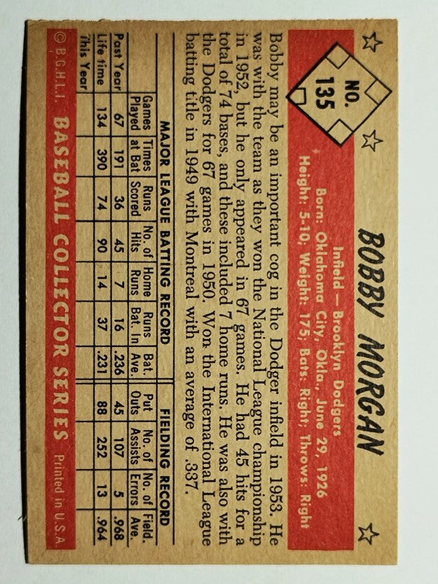 1953 Bowman Color #135 Bobby Morgan (EXMT)