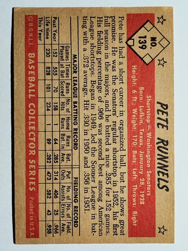 1953 Bowman Color #139 Pete Runnels (EX)