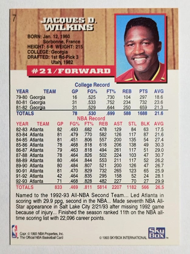 1993-94 Hoops Fifth Anniversary Gold #7 Dominique Wilkins