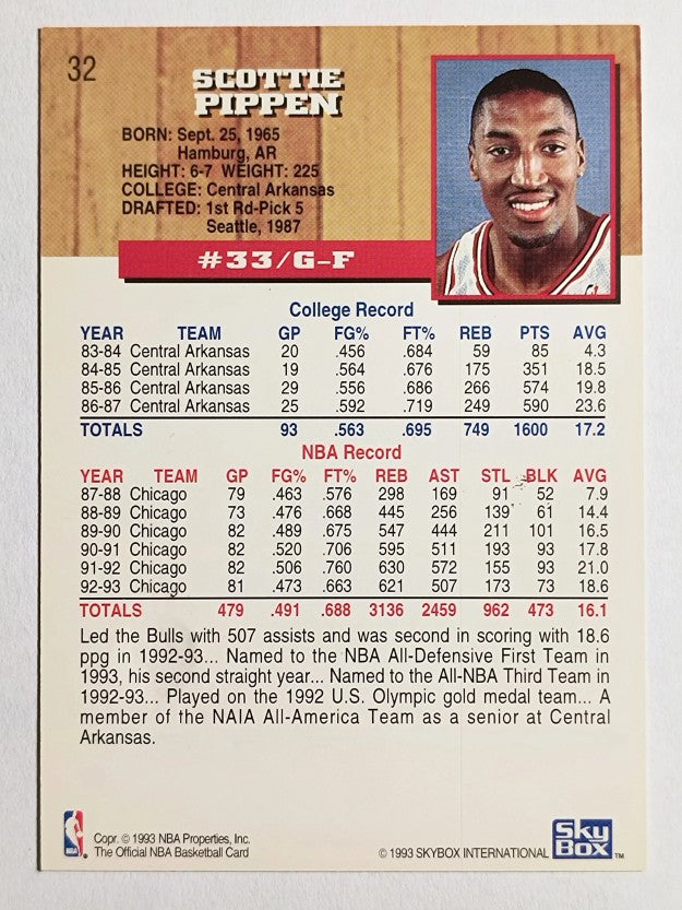1993-94 Hoops Fifth Anniversary Gold #32 Scottie Pippen (EXMT)