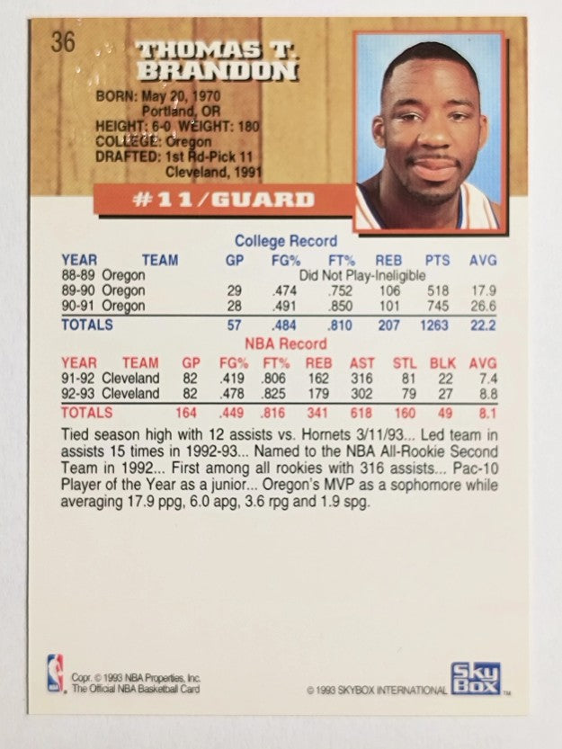 1993-94 Hoops Fifth Anniversary Gold #36 Terrell Brandon