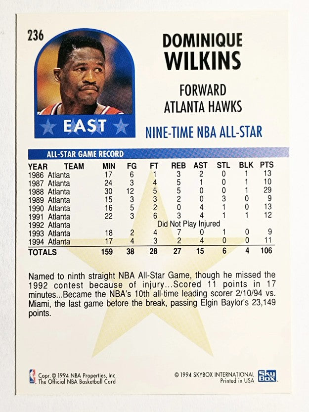 1994-95 Hoops #236 Dominique Wilkins AS