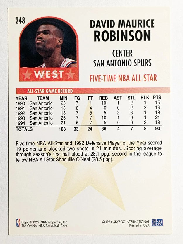 1994-95 Hoops #248 David Robinson AS