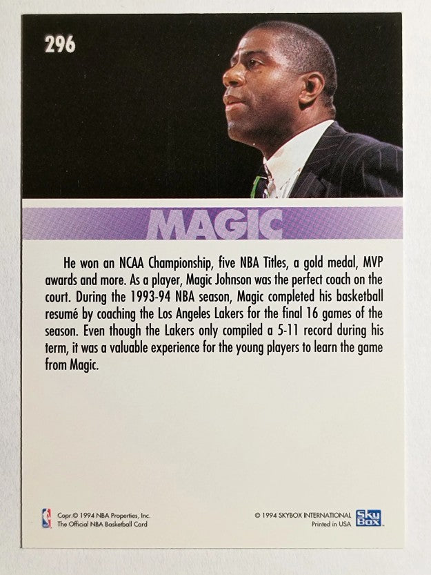 1994-95 Hoops #296 Magic Johnson COMM